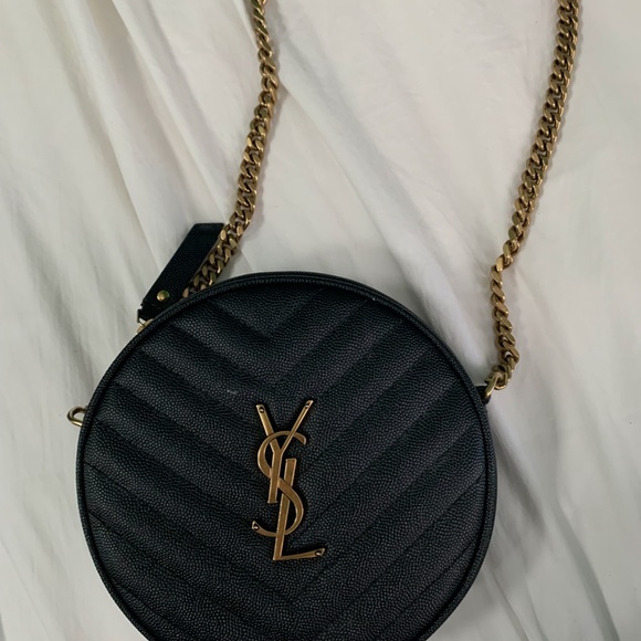 YSL / Saint Laurent Vinyle Round Quilted Leather Camera Bag - Picture 1 of 4